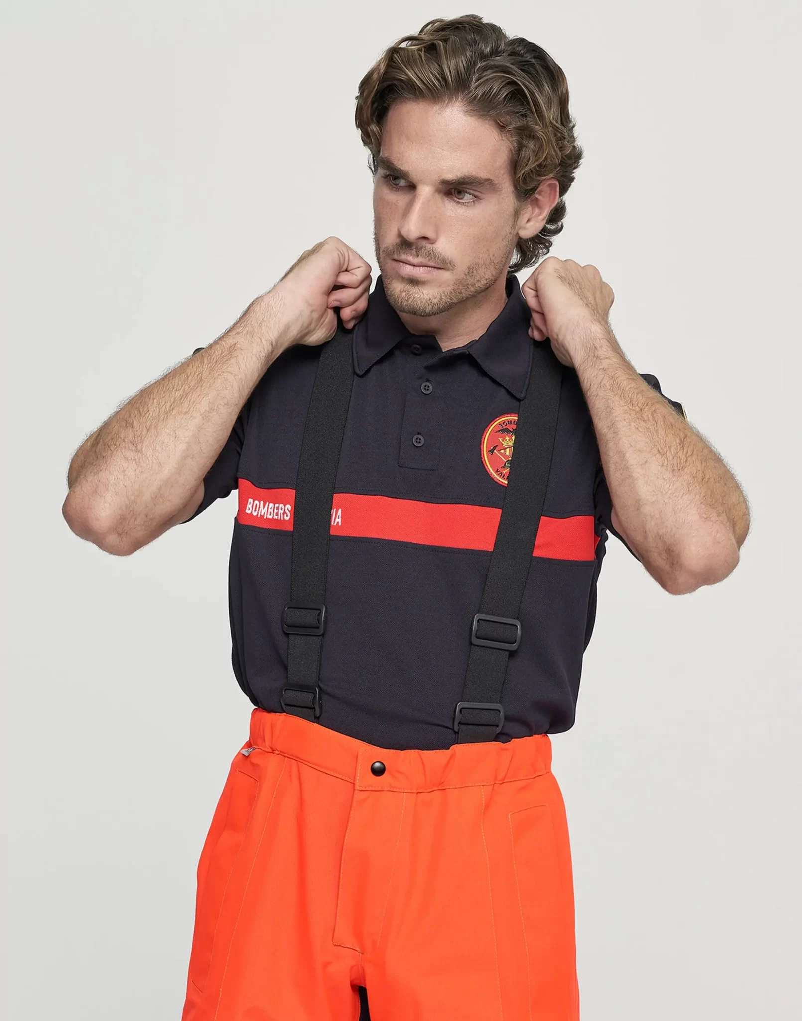 uniformes bomberos polo manga corta y pantalón impermeable
