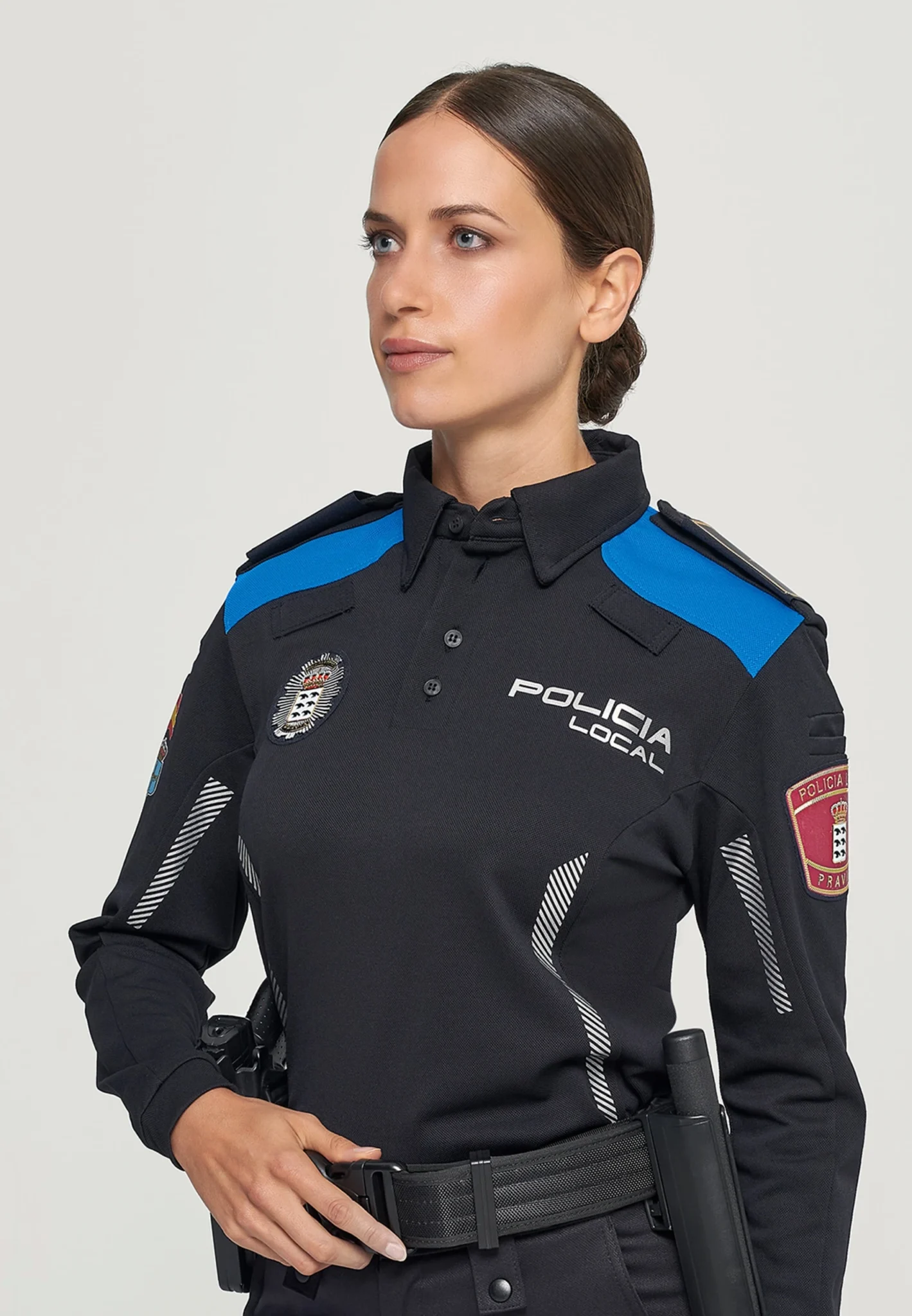 uniformes de la police locale des Asturies polo à manches longues